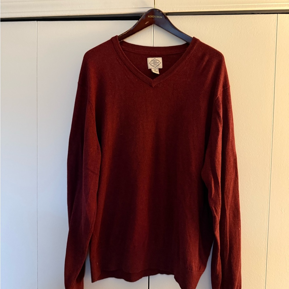 Men's Burgundy V-Neck Sweater